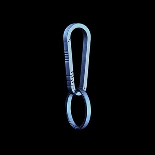 Rostfreier Schlüsselanhänger aus Titanlegierung, Outdoor-Karabiner, leichte Rucksack-Schnalle zum Aufhängen (klein, blau mit Ring) von BlissfulAbode