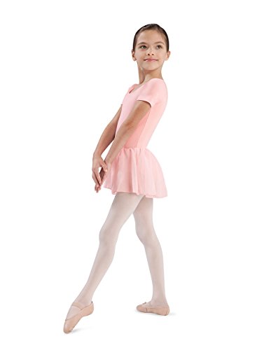 Bloch Dance Girls Tiffany Gymnastikanzug mit Rock, kurzärmelig, Hellrosa, Größe 36-38 von Bloch