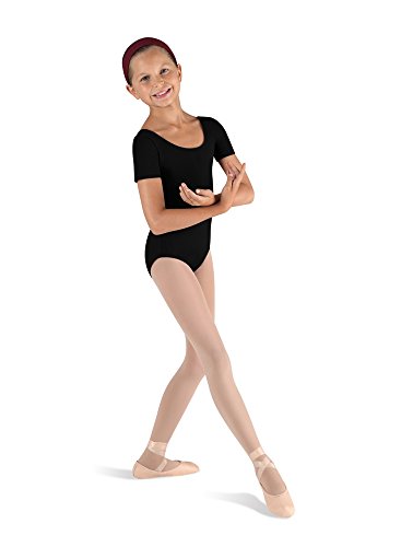 Kinder Ballett Body mit kurzem Arm und rundem Halsausschnitt (schwarz, 6-7 Jahre) von Bloch