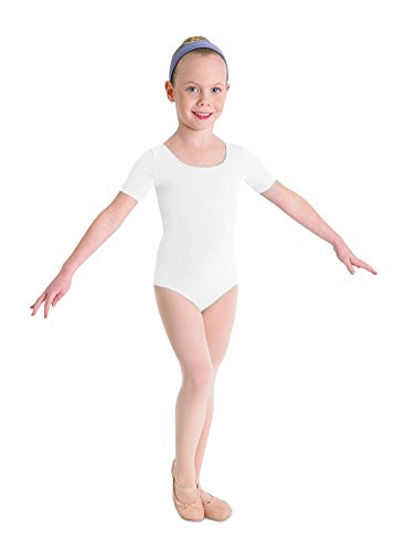 Kinder Ballett Body mit kurzem Arm und rundem Halsausschnitt weiß Gr. 8-10 von Bloch