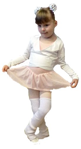 Kinder Ballettanzug aus Baumwolle, ROSA, Kurzarm, mit langem Voile-Röckchen von Bloch