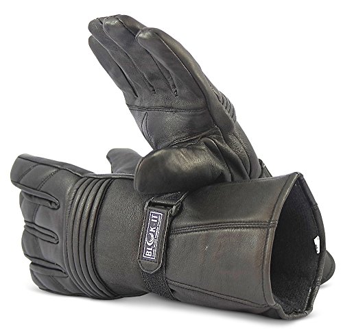 Blok-iT Ganzleder-Motorrad-Handschuhe Handschuhe sind Thermisch, aus 3M Thinsulate Material. Für Mountainbiker, Krafträder & Motorradfahrer (Schwarz, XL) von Blok-iT