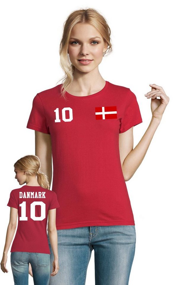 Blondie & Brownie T-Shirt Damen Dänemark Danmark Denmark Sport Trikot Fußball Meister EM von Blondie & Brownie