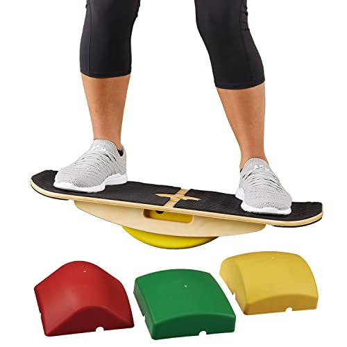Blue Planet Balance Surfer 7-in-1 Bamboo Wooden Balance Board Trainer for Office, Gym & Home | Great for Standing Desks, Surfing, SUP, Yoga, Physical Therapy, Exercise (Eva Foam) von Blue Planet