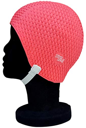 Blue Reef Badekappe mit Noppeneffekt, einfarbig, klassisch, Retro-Stil, Einheitsgröße für Erwachsene mit verstellbarem Riemen, Hot Pink von Blue Reef