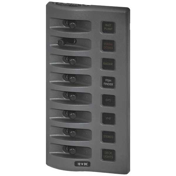 Blue Sea Systems Weatherdeck Ip67 12v 8 Switches Panel Silber 195.5 x 98.5 mm von Blue Sea Systems