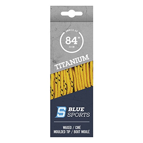 BLUE SPORTS Titanium Pro Schnürsenkel gewachst Bändel Lacey Hockey Eishockey Skaterhockey (gelb 96"/244cm) von Blue Sports