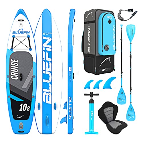 Bluefin Cruise SUP Board Set | Aufblasbares Stand Up Paddle Board | 6 Zoll Dick | Fiberglas Paddel | Kajak Sitz | Komplettes Zubehör | 5-Jahres-Garantie | 10’8, 12’, 15’ von Bluefin SUP