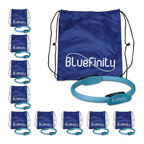 Bluefinity 10 x Pilates Ring, Doppelgriff, Gepolstert, D: 39 cm, Fiberglas, Schaumstoff, Yoga Circle, Widerstandsring, türkis von Bluefinity