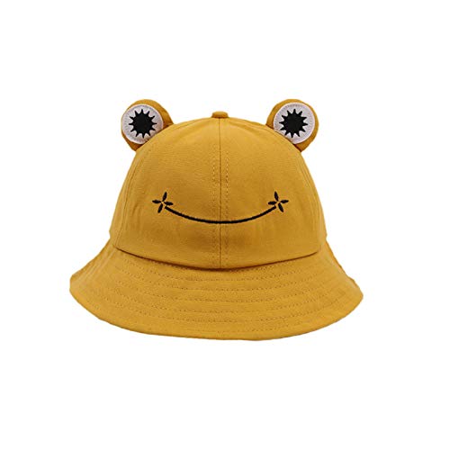 Fischerhut für Erwachsene, Frosch-Angler, Sonnenhut, Sommerhut aus- Baumwolle, niedlicher Frosch-Hut für Frauen Gelb Kinder (53–55 cm) von Bluelanss