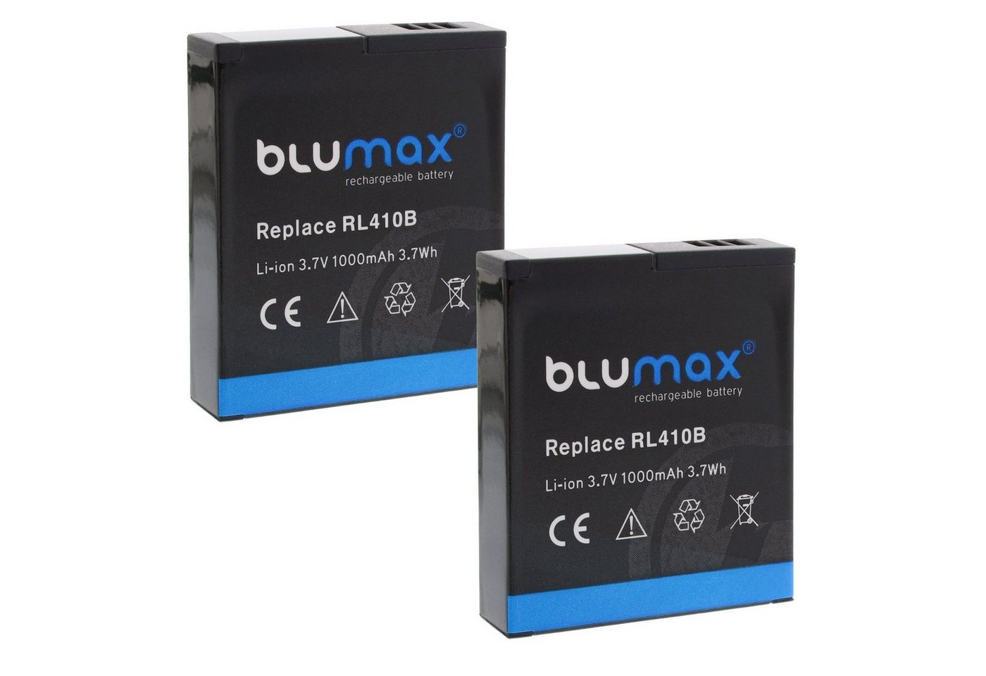 Blumax 2x RL410B Actioncam 230 240 400 410 1000 mAh (3,7V) Kamera-Akku von Blumax