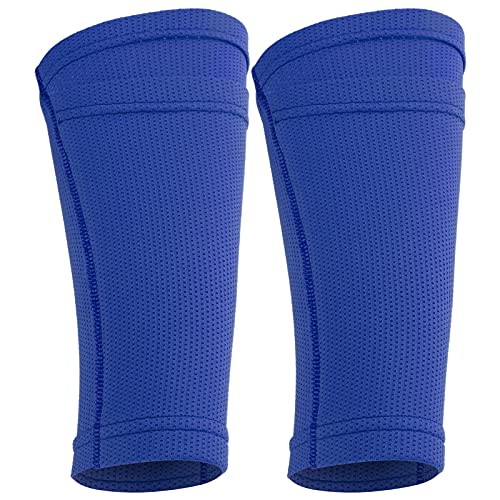 1 Paar Football Shin Pad Sleeve, Soccer Shin Guard Socken Doppellagige Shin Pad Sleeves für das Fußballtraining Blau(Teenager/M) von Bnineteenteam