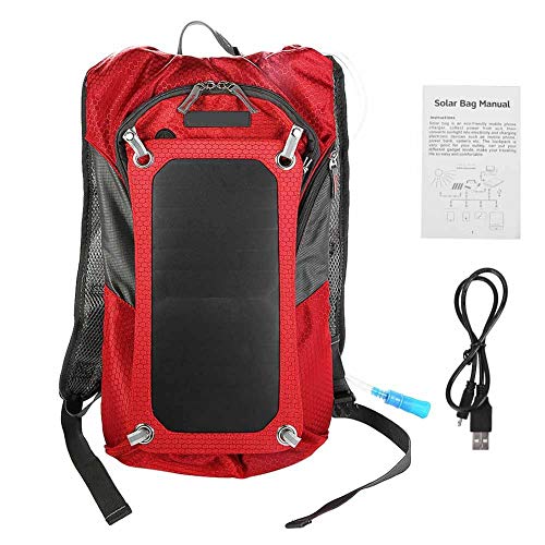 Bnineteenteam 6.5W Solar Panel mit USB-Kabel Rucksack für Outdoor-Radfahren Reisen mit 2L Water Bag(红色) Rucksäcke Wandertaschen von Bnineteenteam
