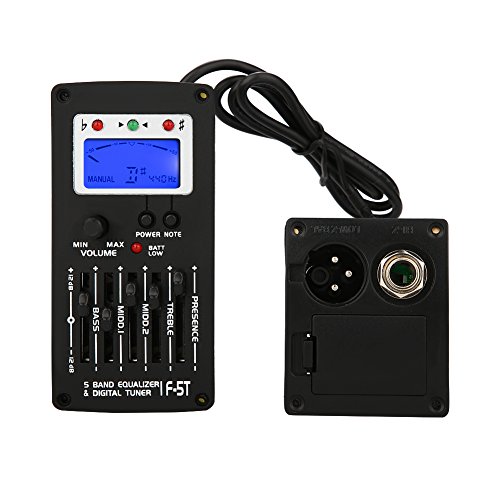 Bnineteenteam F-5T 5-Band-Equalizer Digital-Tuner-Tonabnehmer, 5-Band-EQ-Tonabnehmer für Klassische elektrische Akustikgitarre von Bnineteenteam