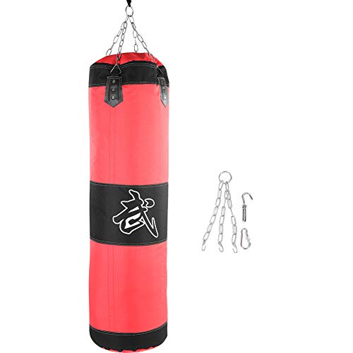 Schwerer Boxsack, Trainingsboxsack mit Kette für Erwachsene Männer Frauen (Leer) (120cm-rot) Sportausrüstung von Bnineteenteam