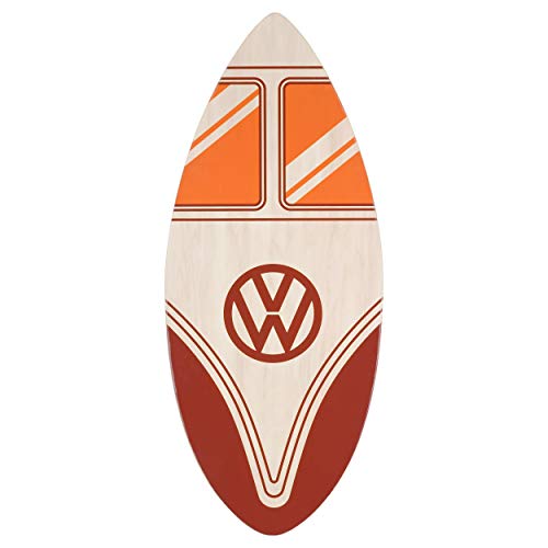Board Masters VW Collection - Volkswagen T1 Bulli Bus Skimboard aus Echtholz (104 cm) (Front rot/Natur) von Board Masters
