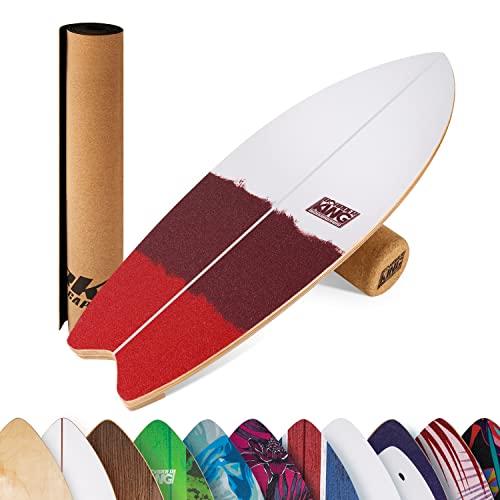BoarderKING Indoorboard Wave - Balance Board für Indoor-Surfen und Skaten, Gleichgewichtsboard für NeuroMuscular Response Training, inkl. Schutzmatte, rot von BoarderKING