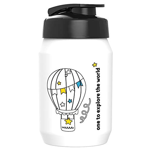 BOBIKE 8649400002 - Flasche ONE für Kinder mit 450 ml Fassungsvermögen und „Shaker“-Verschluss BPA-freie Fahrrad-Wasserflaschein Farbe Weiß/Schwarz von Bobike