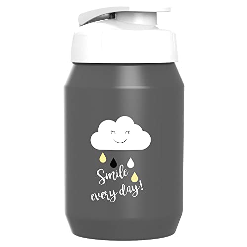 BOBIKE 8649400005 - Flasche ONE für Kinder mit 450 ml Fassungsvermögen und „Shaker“-Verschluss BPA-freie Fahrradtrinkflasche in Farbe Grau Nardo/Weiß von Bobike