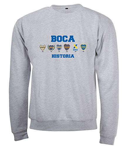 Boca Juniors Sweatshirt, Rundhalsausschnitt, Boca Junior, Grau, Historia Logos, Unisex L grau von Boca Juniors