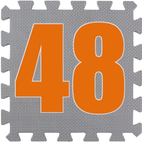BodenMax Bodenschutzmatte Puzzle RUTSCHFEST OBEN + UNTEN [100% mehr Schutz] | Sportmatten Unterlegmatte für Fitnessraum 32x32x1cm | grau | 48 Stück von BodenMax