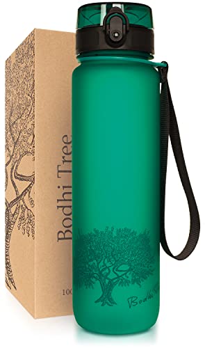 Bodhi Tree Trinkflasche 1l - Auslaufsicher - Geruchlos - Leicht - mit Filter und Gurt - Sportflasche für Fitness, Sport und Yoga - Getränke Flasche Wasserflasche - BPA frei von Bodhi Tree