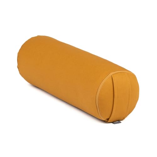 Bodhi Yoga Mini Bolster ECO | Ø 14 cm | 100% Bio-Baumwolle | Nackenrolle mit Buchweizenschalen | Yogabolster mit abnehmbarem und waschbarem Bezug | Yogarolle für Meditation | Honig-gelb von Bodhi