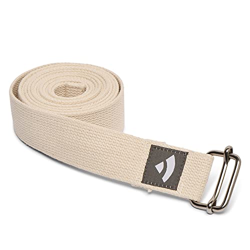 Bodhi Yogagurt | ASANA Belt aus 100% Baumwolle | Praktisches Yoga-Zubehör zur Dehnung | Yoga-Gurt mit Schiebeschnalle aus Metall | Anfänger & Fortgeschrittene | 250 x 3,8 cm (natur) von Bodhi