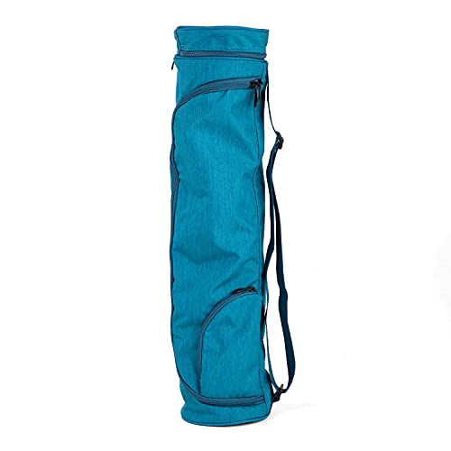 Bodhi Yogatasche ASANA Bag 60 | Spritzwasserfeste Sporttasche | Außentaschen für extra Platz | Yogamattentasche für Matte & Zubehör | Polyestertasche für Matten mit 60 cm Breite | Petrol, meliert von Bodhi