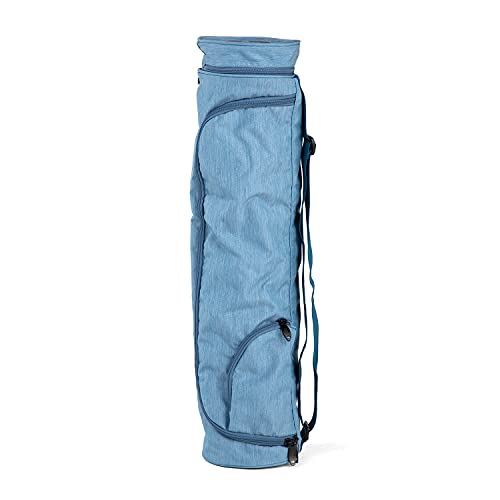 Bodhi Yogatasche ASANA Bag 60 | Spritzwasserfeste Sporttasche | Außentaschen für extra Platz | Yogamattentasche für Matte & Zubehör | Polyestertasche für Matten mit 60 cm Breite | graublau, meliert von Bodhi