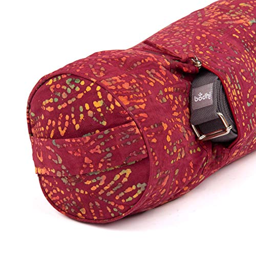 Yogamattentasche Bhakti Bag, weinrot, Batik-Muster Design, 100% Baumwolle, für Yogamatten und Schurwollmatten bis 66 cm Breite von Bodhi