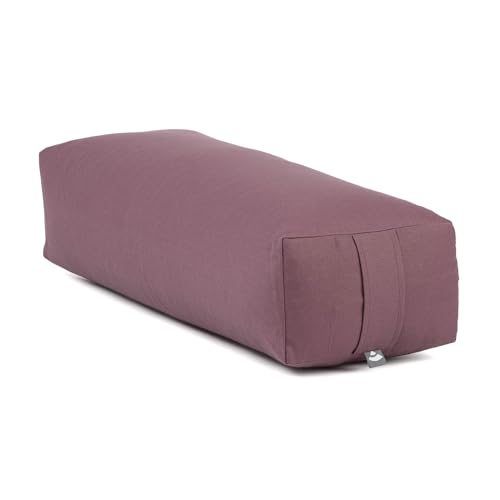 bodhi Yoga Salamba Bolster Eco | Waschbarer Bezug aus 100% Bio-Baumwolle | Yogarolle eckig mit Bio Dinkelfüllung | Yogakissen groß für Restoratives Yoga | Maße: 63,5 x 26,5 x 20,5 cm (dusty purple) von Bodhi