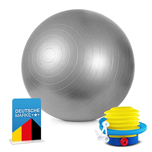 Body & Mind Gymnastikball 50 cm inklusive Luft-Pumpe; Sitzball für Fitness Yoga-Ball Pilates-Übungen; Erogomischer Trainingsball von Body & Mind