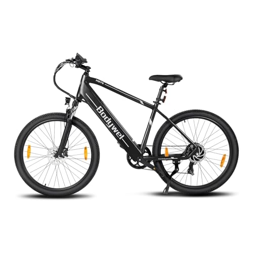 Bodywel M275 Elektrofahrrad, 27.5" E-Bike für Erwachsene | 36V 15.6Ah Akku | 250W Heckmotor | 7-Gang-Getriebe | Hydr. Scheibenbremsen | 2.35“ CST All TERRAINS Reifen | 70-100KM Reichweite (Schwarz) von Bodywel