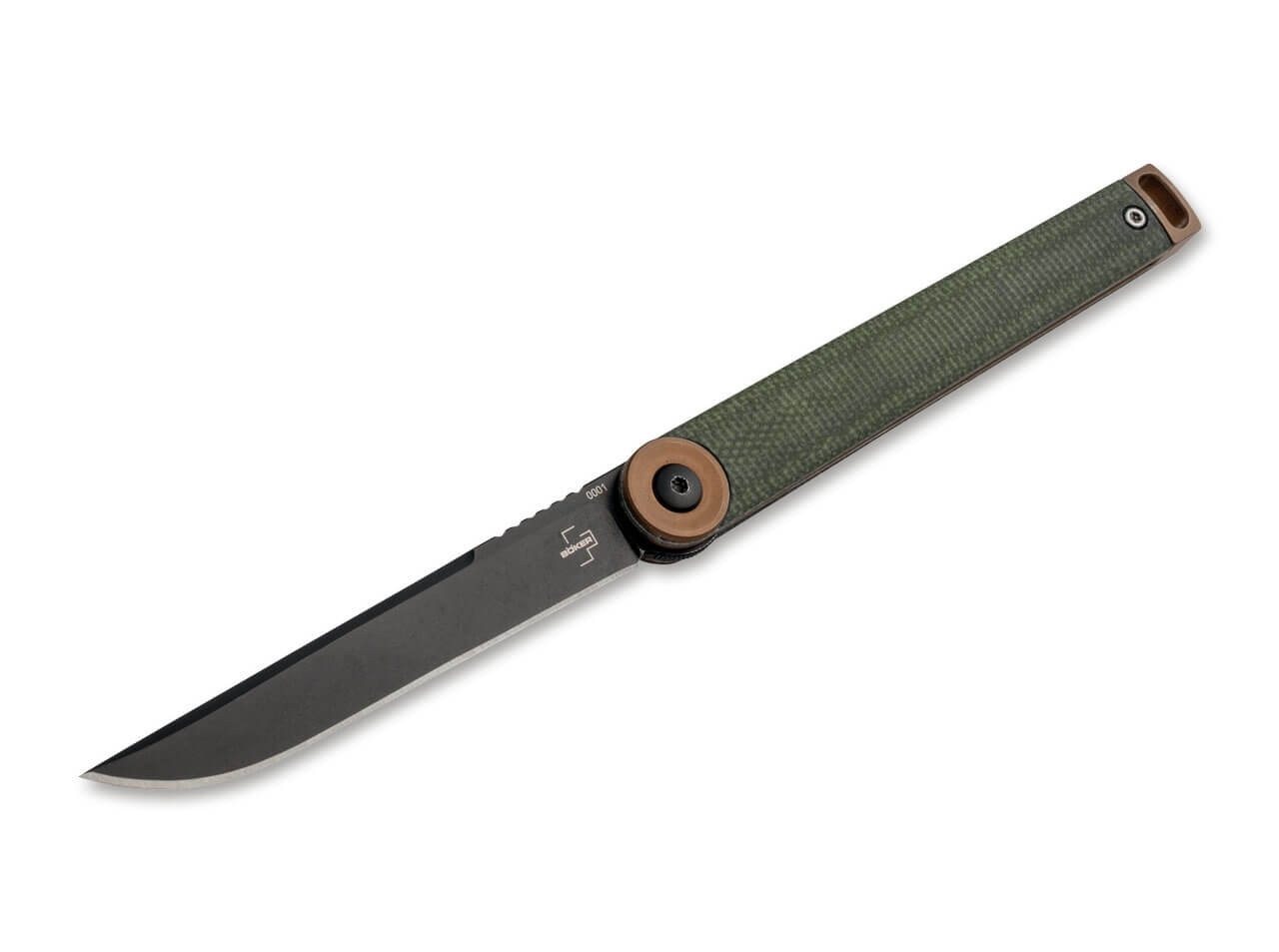 Böker Plus Taschenmesser Böker Plus Kaizen Green Canvas Micarta Einhandmesser mit Sammlertasche von Böker Plus