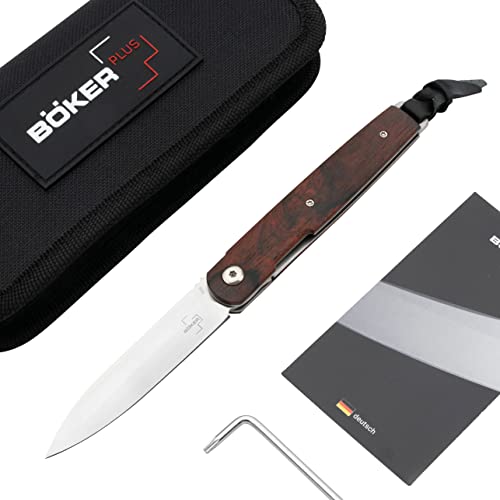 Böker Plus® LRF Cocobolo - Gentleman Klappmesser mit Clip - EDC Messer mit edlem Holz Griff -Einhand Taschenmesser mit 7 cm VG10 Klinge von Böker Plus