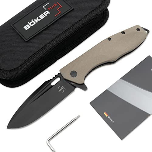 Böker Plus Caracal Folder robustes Taschenmesser - perfektes Einsatzmesser mit Taschen-Clip - vielseitiges Outdoor-Messer inkl. Messer-Tasche und edler Geschenk-Box (Caracal Folder Tactical) von Böker Plus
