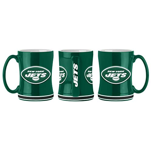 Boelter Brands NFL New York Jets Mugcoffee-Becher, 400 ml, geformtes Relief 2019, Teamfarben, Einheitsgröße von Boelter Brands