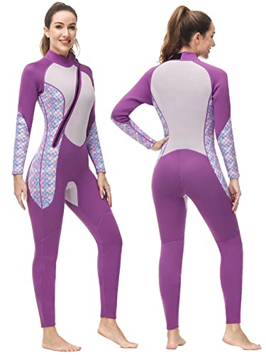 Boglia Damen Neoprenanzug Tauchanzug 3 mm Ganzkörper Bademode UV-Schutz Langarm Frontreißverschluss für Schnorcheln Schwimmen Surfen von Boglia