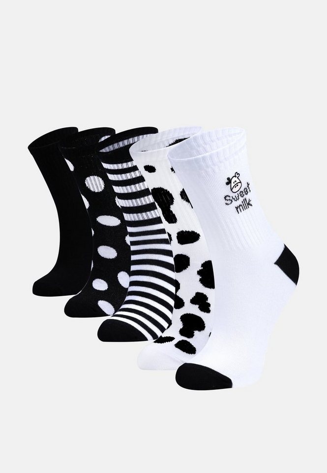 Bolero Freizeitsocken Bolero 5er-Pack Kuhmuster Schwarz-Weiß Sneaker-Socken von Bolero