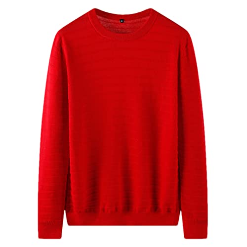 Pullover O Neck Herren Pullover Baumwolle Basic Vintage Sweater Herren Vollpullover Schwarz Grau Rot XXL von Bollrllr