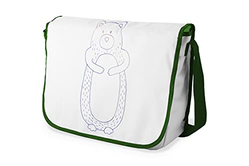 Le Jardin du Lin Digital Bedruckte Messenger Schultaschen mit Khaki Riemen für Mädchen und Jungen, Zurück zur Schule, Kuriertaschen für Schüler, Umhängetaschen, Größe: 29x36 Cm von Le Jardin du Lin