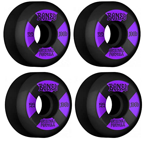 Bones Wheels 100er #4 V5 Sidecut Skateboard-Räder, Schwarz, 55 mm von Bones Wheels