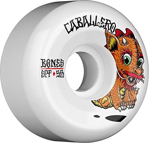Bones Wheels Bones Caballero Baby Dragon 58mm 104A-P5 Sidecut Skateboard-Räder, weiß, 58 mm von Bones Wheels