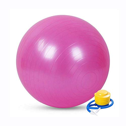 Boolavard Gymnastikball Fitnessball, Anti-Burst-Stabilitätsball mit Schnellpumpe, professioneller Balanceball für Pilates, Yoga, Kernkraft, Geburtsübung (65cm, M, Rosa) von Boolavard