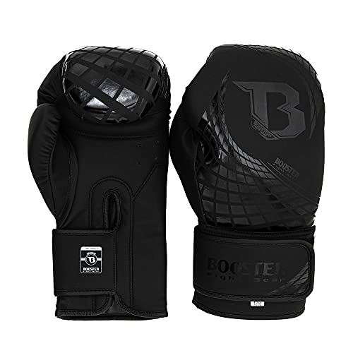 Booster Fightgear Boxhandschuhe Cube Schwarz - Boxhandschuhe für Boxen Kickboxen Sparring Muay Thai (10 oz) von Booster Fight Gear