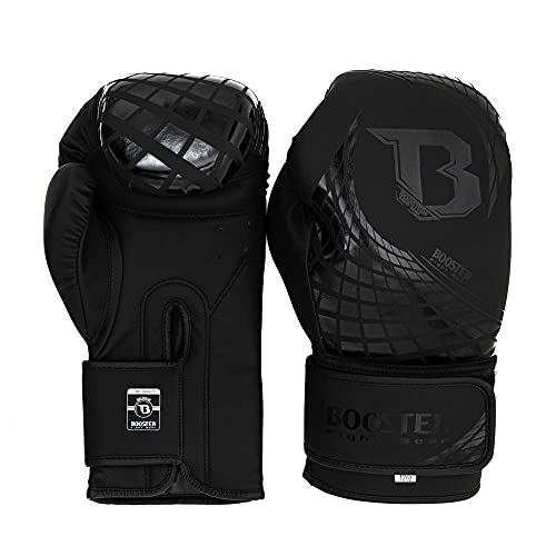 Booster Fightgear Boxhandschuhe Cube Schwarz - Boxhandschuhe für Boxen Kickboxen Sparring Muay Thai (16 oz) von Booster Fightgear