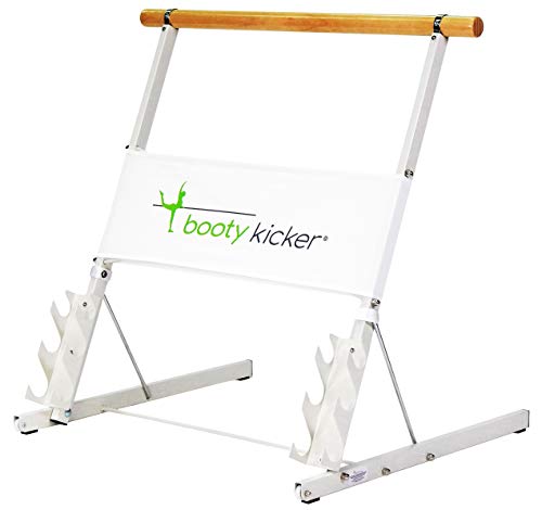 Booty Kicker – Home Fitness Übungsstange, flach zusammenklappbar, tragbar, verstaubar, starkes eckiges Design zum Drücken, Ziehen, Balance- und Ballettübungen, Holz, Stahl, Nickel, perfekt für von Booty Kicker