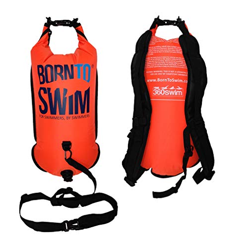 BornToSwim wasserdichte Trockenentasche und Swimrun Rucksackboje, 35 x 70 cm (15 Liters), orange von BornToSwim