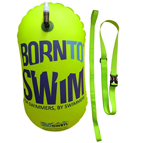 BornToSwim Helle Sicherheitsboje Ohne Trockentasche Schleppboje für Schwimmer, Neongrün, 28 x 49 cm, BUO-to-U-E-O-LL von BornToSwim